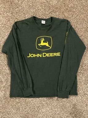 Gildan Olive Green Crewneck Tee with Blue Logo Tag